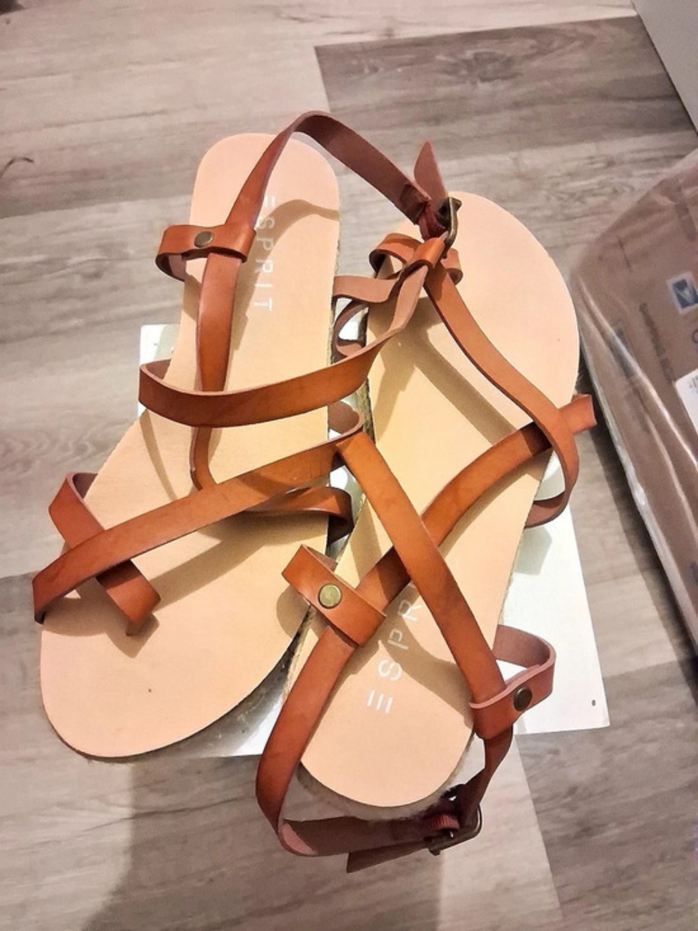 Esprit Judy Sandals Strappy Wedge Sandals Brown 8M